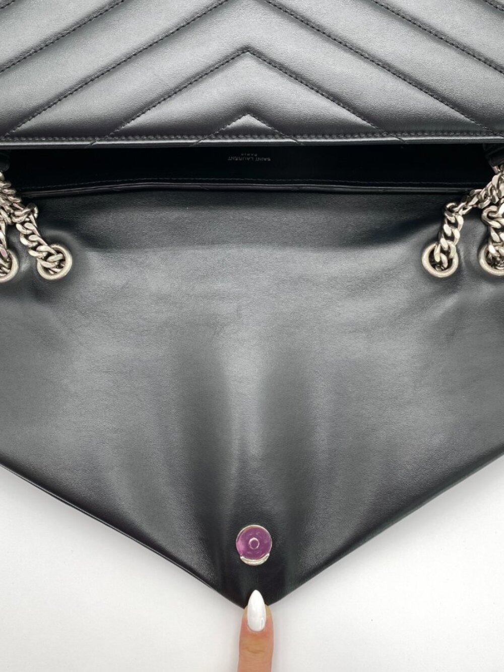 YSL Large Loulou Black | Saint Laurent Matelassé Chain Bag 🖤 Simone - Picture 13 of 16